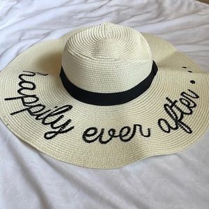 Happily ever after straw hat cute summer beach honeymoon sun hat